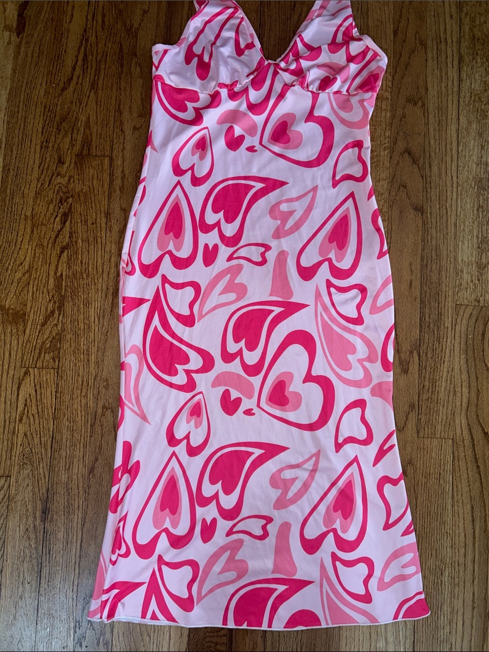 Love Sign Pink Retro Heart Halter Midi Dress NWOT size Medium - Picture 6 of 8